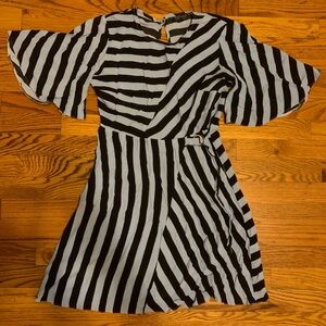 Topshop Black and Blue Striped Mini Dress